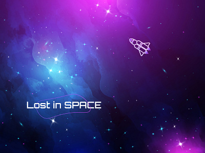 Lost in SPACE branding challenge design galaxy gradient graphic design illustration illustrator lost purple rocket simple space stars tlsb toleavesomethingbehind travel typography weekly warm up
