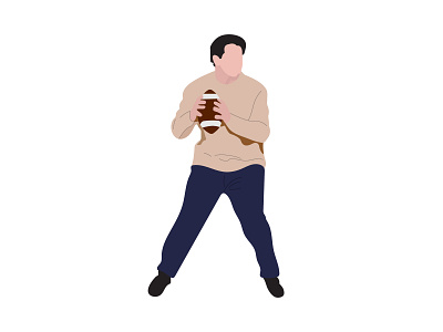 Joey Playing Rugby 2d character branding celebrity character design design flat character flatillustration friends graphic design illustration illustrator joey minimalist sitcomcharacter toleavesomethingbehind vector
