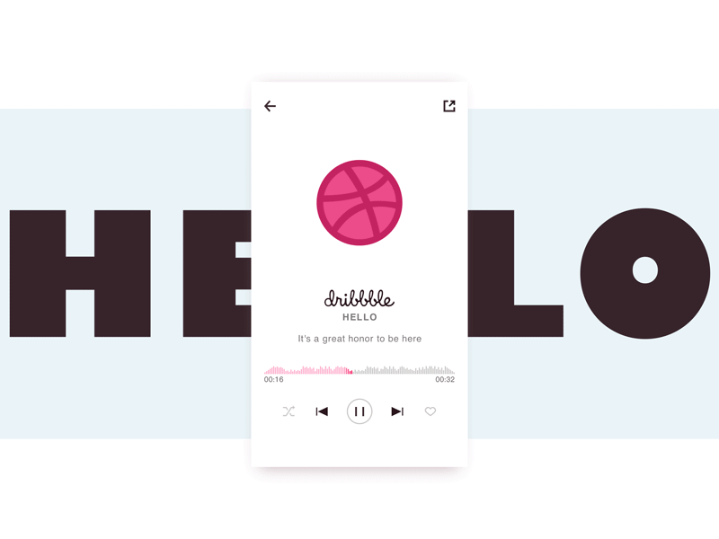 Hello Dribbble animation music ue ui