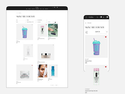 Eden website / E-commerce online store. Catalog. beauty design e com ecommerce minimalism online store skincare ui ux uxui web website