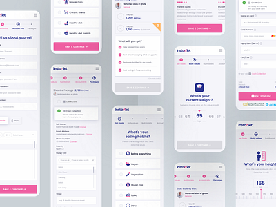 Instadiet - Registration Process - Mobile Version clean diet easyeze eslam elshereef health saas website ui ui design ux web design website website design weight loss
