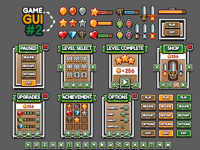 Game GUI #2 arcade assets castle fantasy game gui interface medieval sword