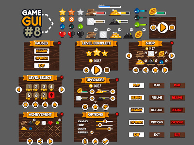 Game GUI #8 development flat game gui interface menu resources unity yurakr