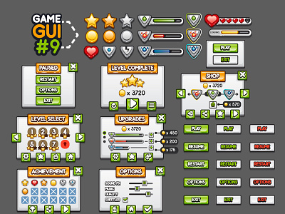 Game GUI #9 development flat game green gui interface menu unity yurakr