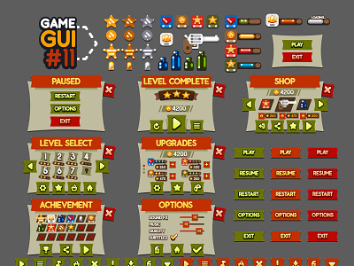 Game GUI #11 cowboys development flat game gui interface menu unity wild west yurakr