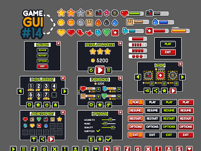 Game GUI #14 2d auto development flat game gui interface menu unity yurakr