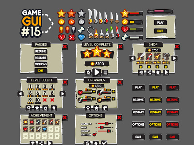 Game GUI #15 2d development flat game gui interface menu pirates unity yurakr