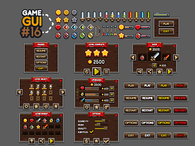 Game GUI #16 2d castle development flat game gui interface menu unity yurakr