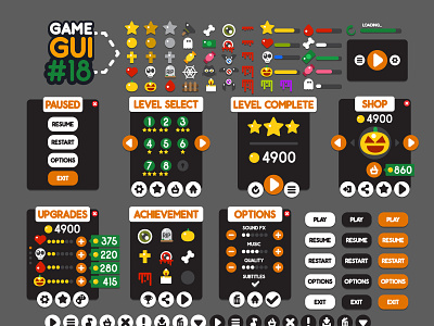 Game GUI #18 2d assets development flat game gui halloween interface unity yurakr