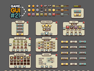 Game GUI #21 2d assets development flat game gui interface retro unity yurakr