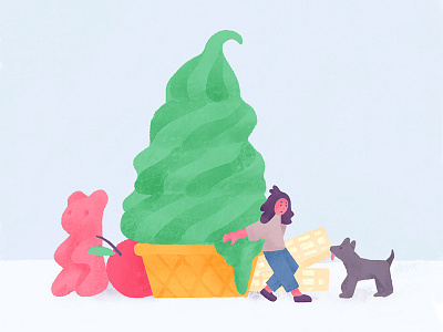 My treats character dream ice cream illustration poster reward treat