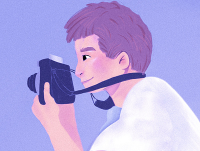 The boy with Polaroid illustration