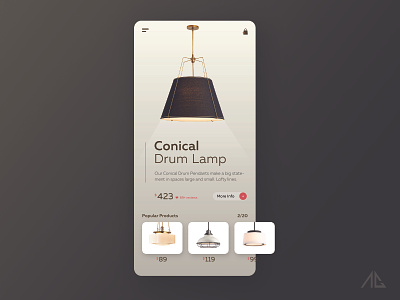 Ceiling Lighting App UI appdesign clean ui product details ui ux