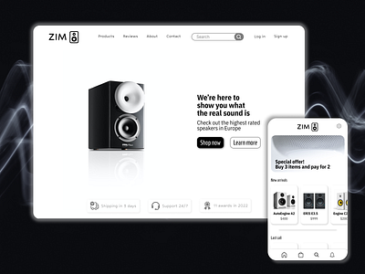 ZIM Speakers app design shop speaker speakers store ui ux web website