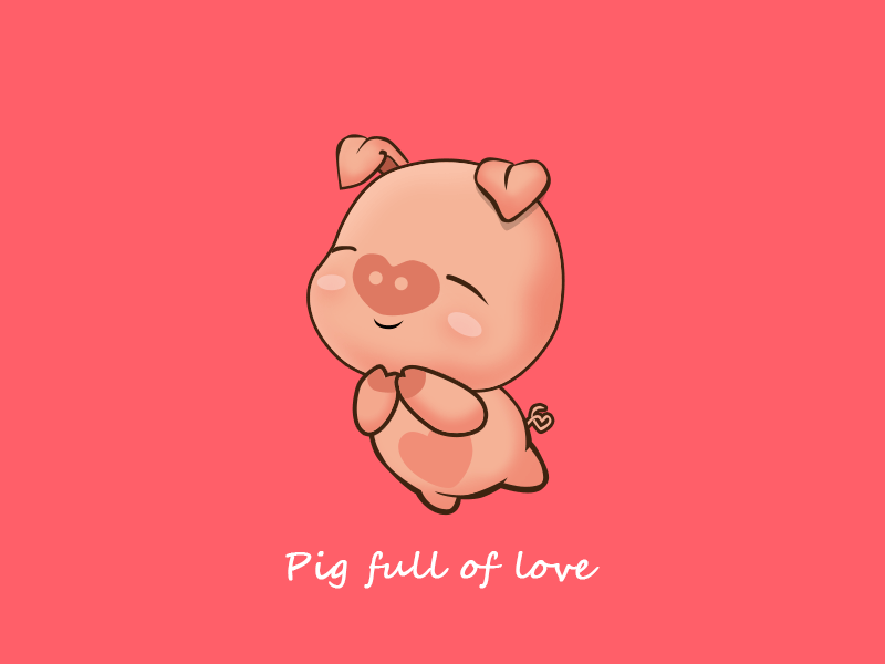 pig full of love cartoon character design heart heart shaped illustrator love pig