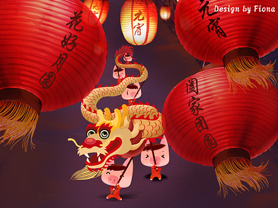 Dribbble05 china new year chinese new year lantern festival，dragon dance