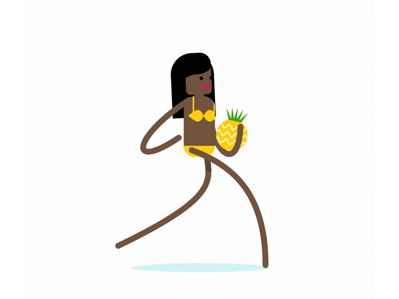 Pineapplegirl animation beach bikini davidson flat fraser girl pineapple summer sunshine valentines
