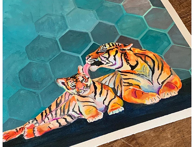 Tigers in gouache animalillustration gouache illustration