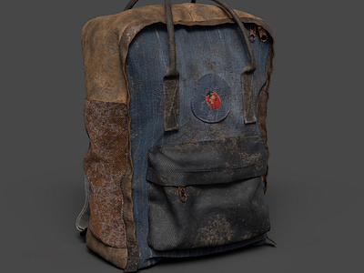 CGI. 3D Dirt Backpack "Lady Bug" Texturing 3d design graphic design