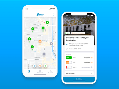 Map View and Station Detail of SWAP App app app design application design cards design designer details electric electric vehicle map mobile mobile app navigation ui uidesign ux uxdesign