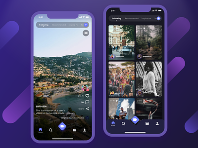 Remush App Design app mobile purple social media social media design ui ux video video platform video player