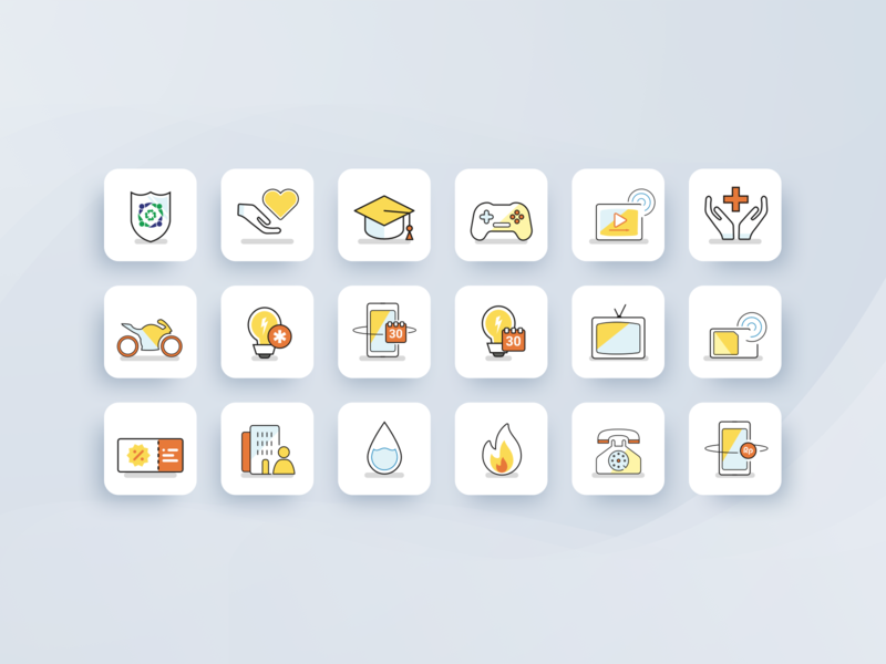 Ayopop: Category Icons app ayopop branding category flat icon iconset illustration mobile ui vector