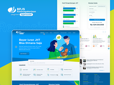 BPJS Ketenagakerjaan Website Redesign blue goverment icons illustration insurance landing page ui ux web design website