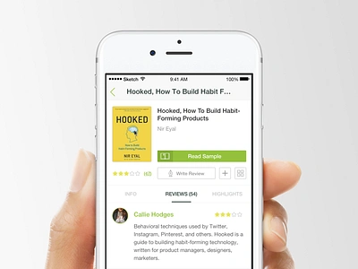 Book Detail app book design detail ios rating read review sample ui ux