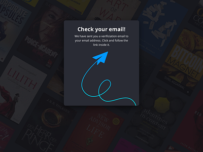 Email Verification books dark dark theme email illustration popup sent ui verification verify web wireframes