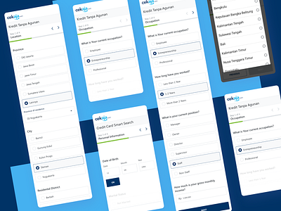 Cekaja: Wizard (Mobile) arrows credit card finance fintech flow form input input field kyc mobile profile progress questionnaire questions radio button responsive success userflow ux wizard