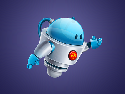 Robot blue cute design grey icon illustration innovations machine realistic robot sweet techno technology vector yummy