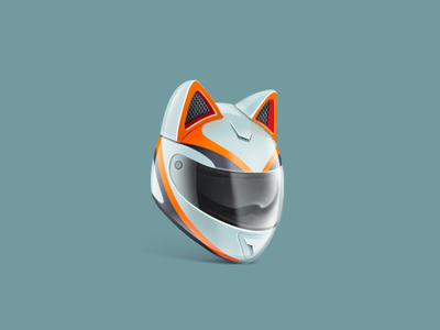 Helmet cat ears equipment helmet icon illustration moto realistic vector