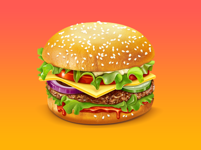 Burger Icon burger fast food food icon illustration realistic tasty vector yummy