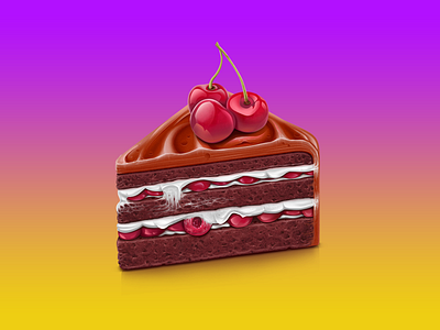 Cake Icon cake cherry chocolate food icon illustration realistic sweet tasty yummy