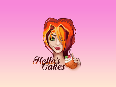 Hella's Logo cake illustration logo redhead sexy girl sweet vector witch