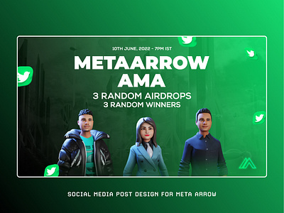 Social media post design for Meta arrow social media post