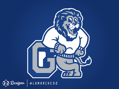 Lions Mascot blue blue and white esports goddard grey lions logo logodesign mascot school smile sports sweater throwback white