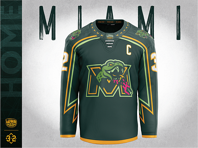 Miami Venom - Uniforms branding design florida hockey ice jersey logo miami snakes sports