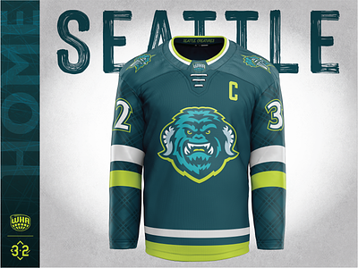 Seattle Creatures - Uniforms bigfoot branding creature hockey ice logo northwest pacific sasquatch seattle sports washington