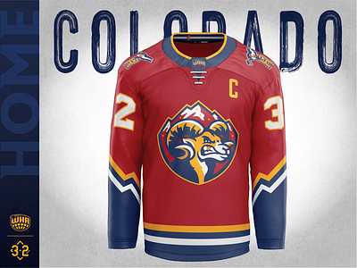 Colorado Rush - Uniforms bighorn branding colorado denver gold hockey ice logo mountains rams red rush sports
