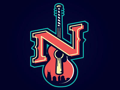 Nashville Honky Tonks baseball batman guitar honky tonks illustration milb music city nashville nashville sounds neon neon lights sports