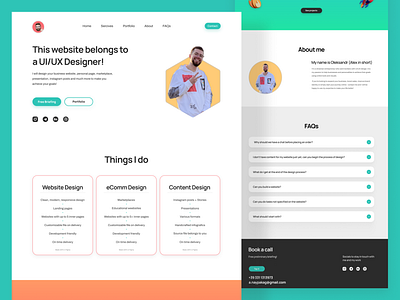 Web site design: Landing page for a UI/UX designer