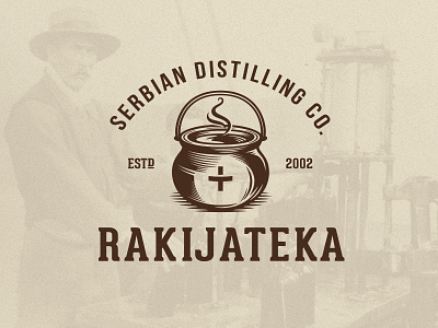 Rakijateka brandy cauldron distillery logo rakija retro