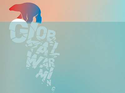 Global Warm(n)ing bear flat gradient illustration letters pastel typo