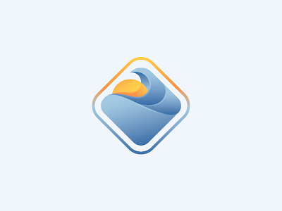 Waves blue gradients icon summer sun vector waves