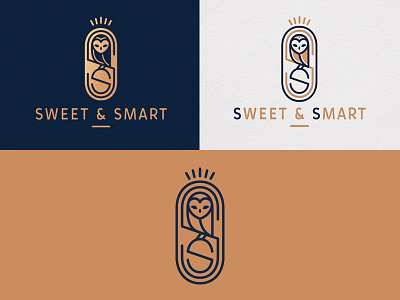 Sweet & Smart brand company elegant identity logo minimal monogram owl simple symbol