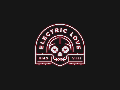 Electric love badge electric glow illustration logo love minimal outline skull