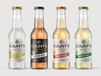 Count's drinks pt.3 bottle craft brewery ginger ale ginger beer labeldesign mockup ornate packaging soft drink tonic water type typography vintage