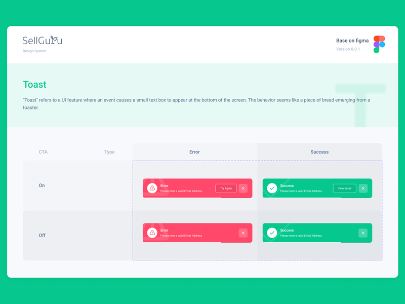 Toast in Design system action card component cta designsystem figma message mobile notife notification toast ui web