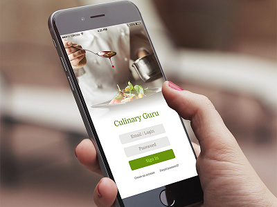 Culinary Guru app cooking food login mobile ui